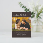 Moderne elegante foto slaat het Verloving Datum op Aankondigingskaart (Staand voorkant)