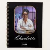 Moderne Elegante Foto Stijlvol Zwart Personalisere Planner (Voorkant)