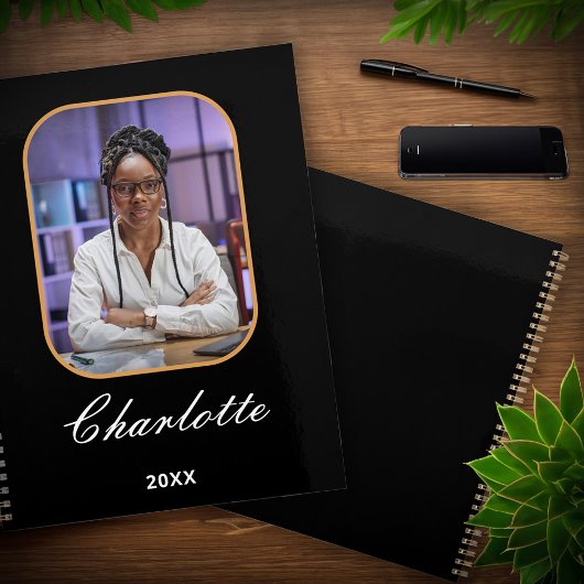 Moderne Elegante Foto Stijlvol Zwart Personalisere Planner