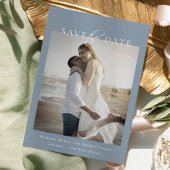 Moderne Elegante Foto Stoffig Blauw Save The Date