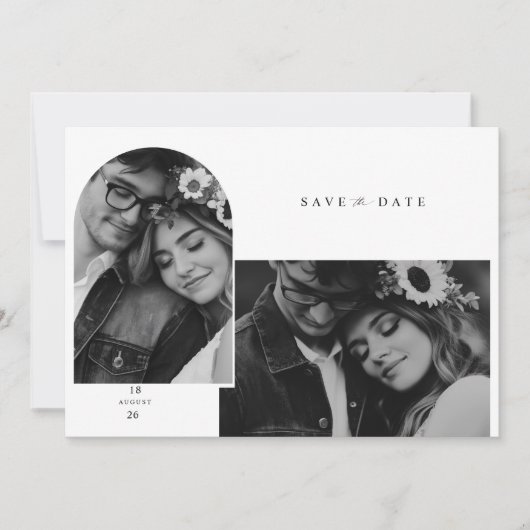 Moderne elegante foto tekst bruiloft Sla de datum Save The Date (Voorkant)