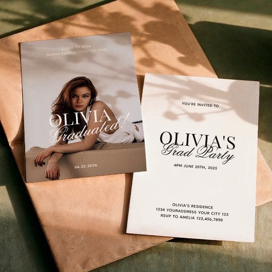 Moderne Elegante Foto Typografie Script Afstudeerf Kaart