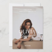 Moderne Elegante Foto Typography Script Grad Aankondiging (Voorkant)