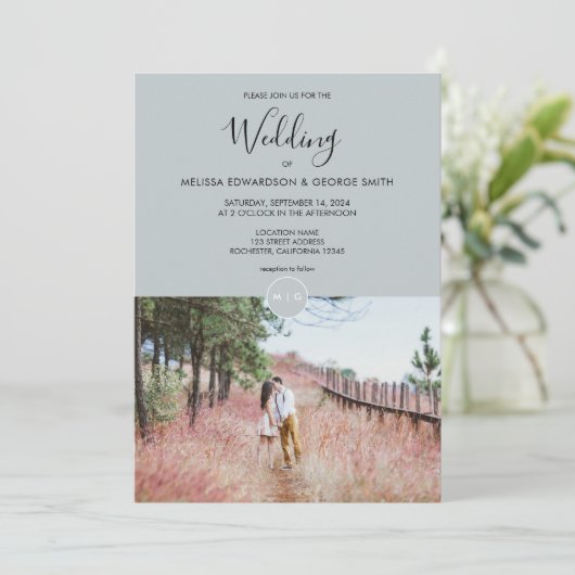 Moderne elegante foto van een roestvrij monogram W Kaart (Staand voorkant)