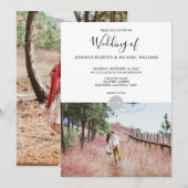 Moderne elegante foto van een roestvrij monogram W Kaart (Voorkant / Achterkant)