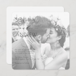 Moderne elegante foto van één wit huwelijk kaart