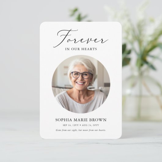 Moderne Elegante Foto Verdieping Sympathie Begrafe Bedankkaart (Staand voorkant)