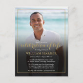 Moderne Elegante Foto Viering van het Leven Funera Aankondigingskaart (Voorkant)