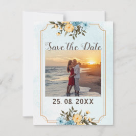 Moderne Elegante Foto Waterverf Bloem Bruiloft Save The Date
