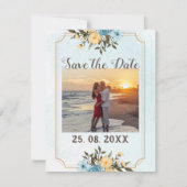 Moderne Elegante Foto Waterverf Bloemenbruiloft Save The Date (Voorkant)