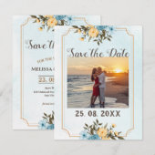 Moderne Elegante Foto Waterverf Bloemenbruiloft Save The Date (Voorkant / Achterkant)
