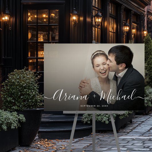 Moderne Elegante Foto Welkom Naam Keepsake Wedding Acryl Bord