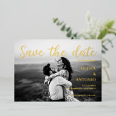 Moderne Elegante Foto Zwart / Wit Save The Date Folie Uitnodiging (Staand Voorkant)