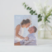 Moderne elegante fotobruiloft save the date (Staand voorkant)