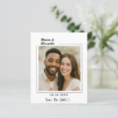 Moderne elegante fotobruiloft Save the Date kaart (Staand voorkant)