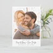 Moderne Elegante Fotobruiloft Sla het Datumscript  Kaart (Staand voorkant)