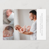 Moderne elegante fotocollage baby Geboorte Aankondiging (Achterkant)