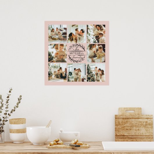 Moderne Elegante Fotocollage Blush Pink Keepsake Poster (Keuken)