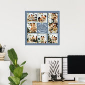 Moderne Elegante Fotocollage Dusty Blue Keepsake Poster (Thuiskantoor)