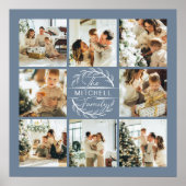 Moderne Elegante Fotocollage Dusty Blue Keepsake Poster (Voorkant)