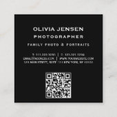 Moderne elegante fotocollage fotograaf qr code vierkante visitekaartje (Achterkant)