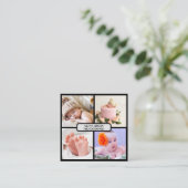 Moderne elegante fotocollage fotograaf qr code vierkante visitekaartje (Staand voorkant)