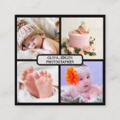 Moderne elegante fotocollage fotograaf qr code vierkante visitekaartje (Voorkant)