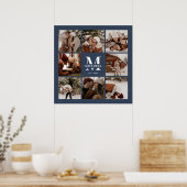 Moderne Elegante Fotocollage Navy Blue Keepsake Poster (Keuken)