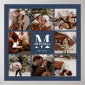 Moderne Elegante Fotocollage Navy Blue Keepsake Poster (Voorkant)