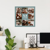 Moderne Elegante Fotocollage Sage Green Keepsake Poster (Thuiskantoor)