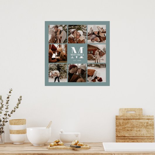 Moderne Elegante Fotocollage Sage Green Keepsake Poster (Keuken)