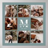 Moderne Elegante Fotocollage Sage Green Keepsake Poster (Voorkant)