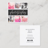 Moderne, elegante fotocollage vierkante visitekaartje (Voorkant / Achterkant)