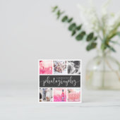 Moderne, elegante fotocollage vierkante visitekaartje (Staand voorkant)