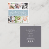 Moderne, elegante fotocollage vierkante visitekaartje (Voorkant / Achterkant)