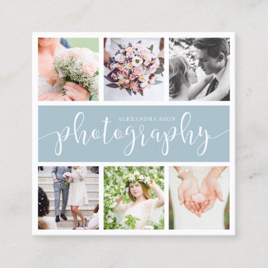 Moderne, elegante fotocollage vierkante visitekaartje (Voorkant)