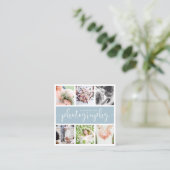 Moderne, elegante fotocollage vierkante visitekaartje (Staand voorkant)