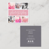 Moderne, elegante fotocollage vierkante visitekaartje (Voorkant / Achterkant)