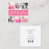 Moderne, elegante fotocollage vierkante visitekaartje (Voorkant / Achterkant)