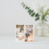 Moderne, elegante fotocollage vierkante visitekaartje (Staand voorkant)