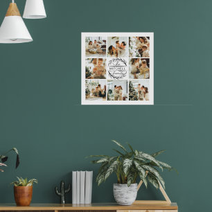 Moderne Elegante Fotocollage Zwart Wit Keepsake Poster