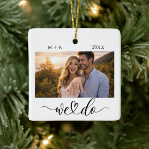 Moderne Elegante Fotokado voor Verloving met Scrip Keramisch Ornament