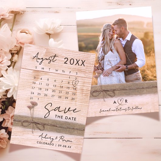 Moderne Elegante Fotokalender Blush Wildflower Save The Date