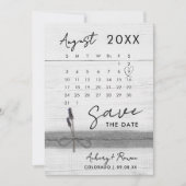 Moderne Elegante Fotokalender Rustiek Hout Lavende Save The Date (Voorkant)