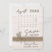 Moderne Elegante Fotokalender Rustiek Hout Wedding Save The Date (Voorkant)