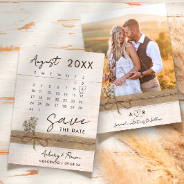 Moderne Elegante Fotokalender Rustiek Hout Wedding Save The Date