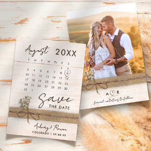 Moderne Elegante Fotokalender Rustiek Hout Wedding Save The Date