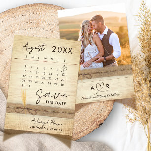 Moderne Elegante Fotokalender Rustiek Hout Wedding Save The Date