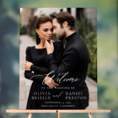 Moderne Elegante Fotokalligrafie Huwelijk Welkom Acryl Bord (Neutraal)