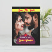 Moderne elegante fototekst personaliseert wieden kaart (Staand voorkant)